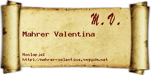 Mahrer Valentina névjegykártya